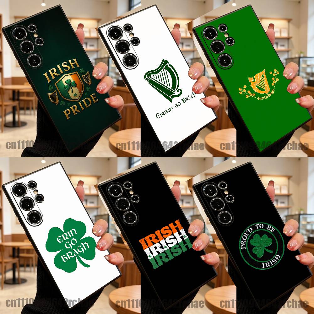 Phone Cases Ireland - アイルランドのハープと「Erin Go Bragh」の文字が描かれた、アイルランド国旗デザインのスマートフォンケース。対応機種：Samsung Galaxy S25、S24、S26、S22、S23、S21、S10 5G、Fe、Ultra、Plus。