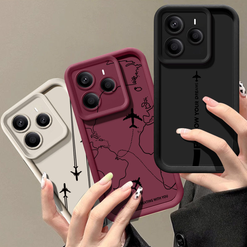 Phone Cases Xiaomi 15 - 飛行機のルートパターンTPUスマホケース Xiaomi Redmi Note 15 14