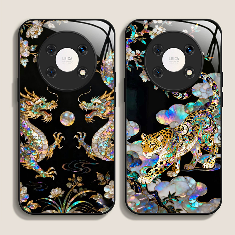 Phone Cases Xiaomi 15 - スタイリッシュなドラゴンレオパード大理石テクスチャ強化ガラス製スマホケース Xiaomi 15 Pro+ 14 Ultra
