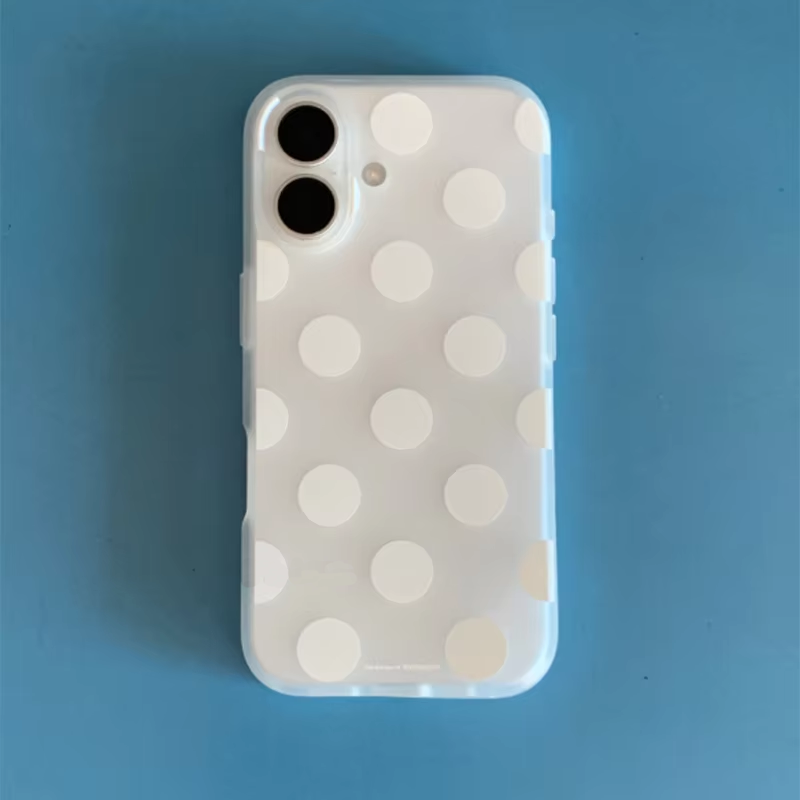 韓国風白の水玉模様フロスト加工スマホケース iPhone 1 - Phone Cases Xr Iphone のレビューと価格