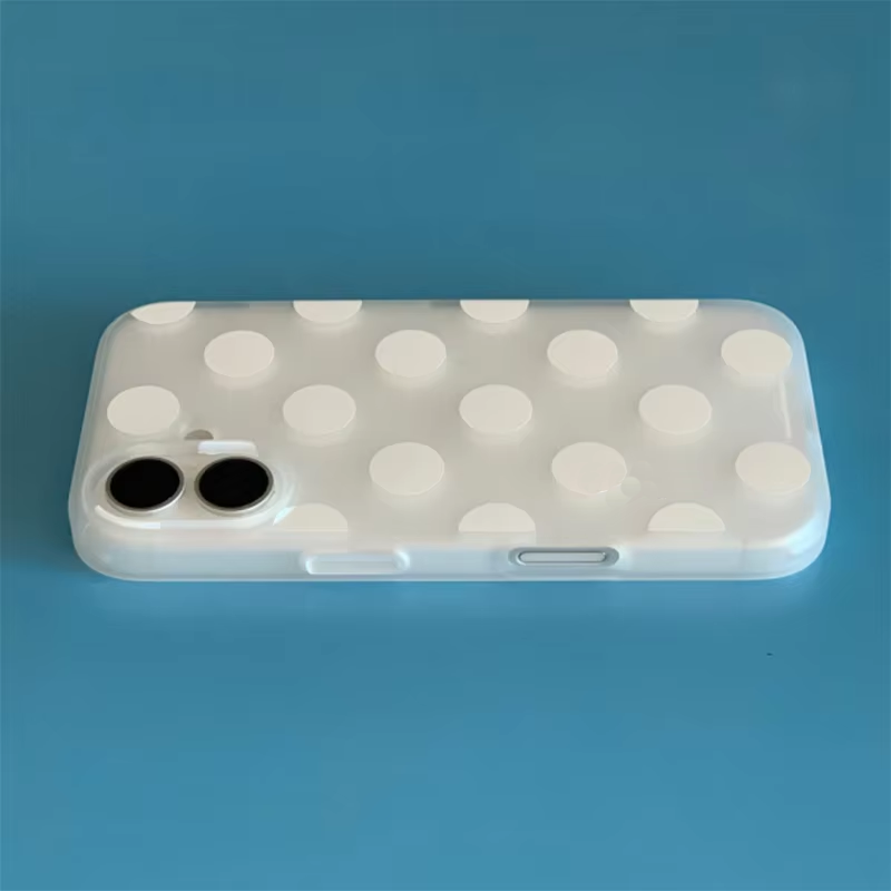 韓国風白の水玉模様フロスト加工スマホケース iPhone 1 - Phone Cases Xr Iphone のレビューと価格