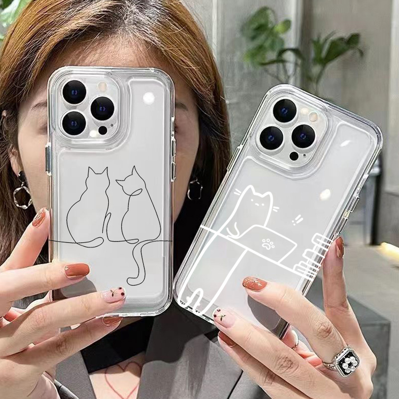 かわいいライン猫柄の落下防止スマホケース Xiaomi 14 - Phone Cases Xiaomi 15 のレビューと価格