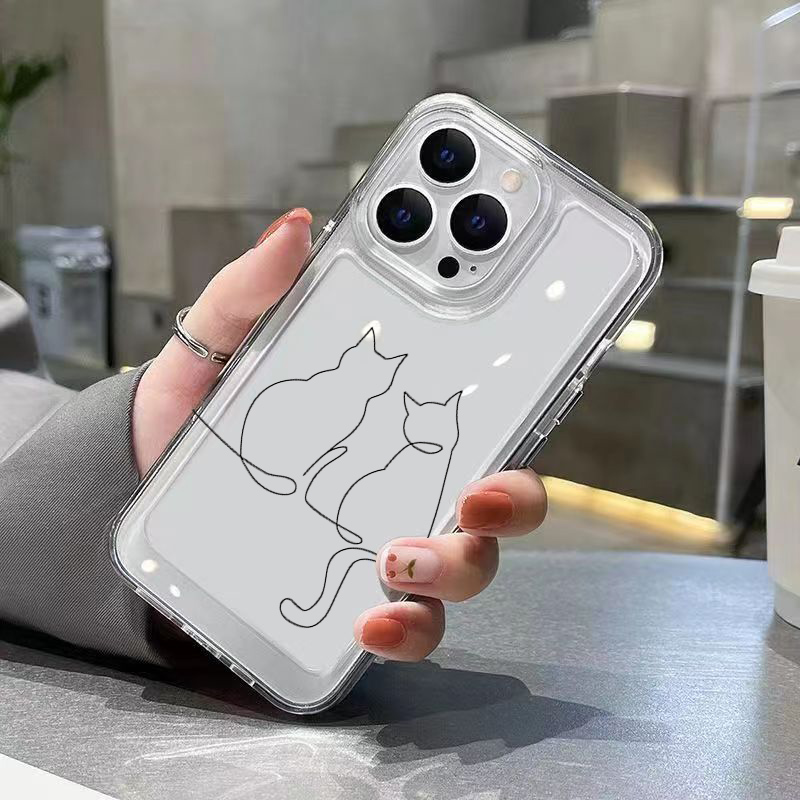 かわいいライン猫柄の落下防止スマホケース Xiaomi 14 - Phone Cases Xiaomi 15 のレビューと価格