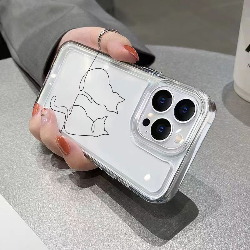 かわいいライン猫柄の落下防止スマホケース Xiaomi 14 - Phone Cases Xiaomi 15 のレビューと価格