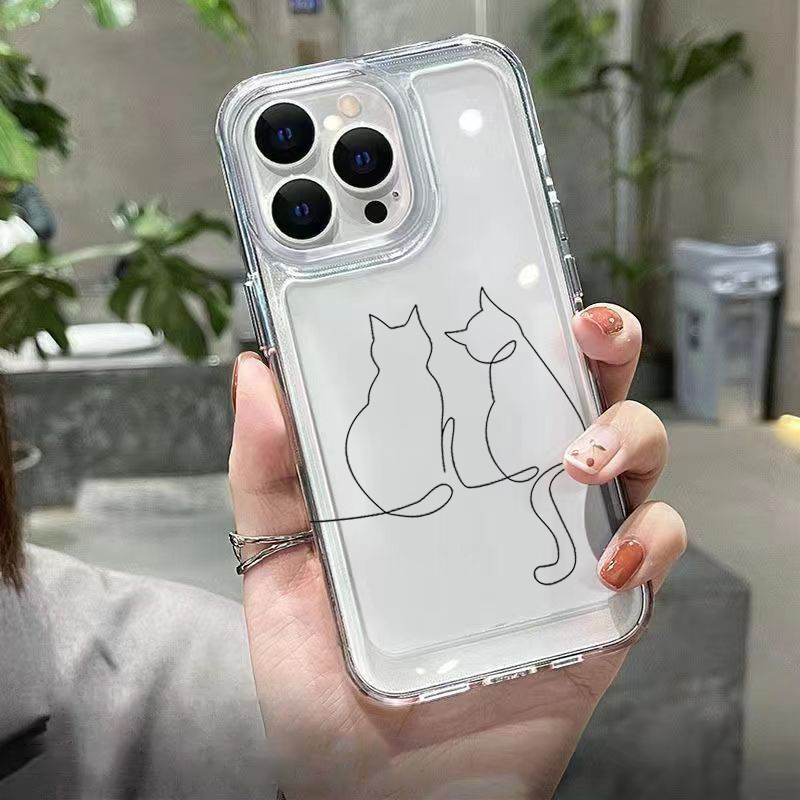 かわいいライン猫柄の落下防止スマホケース Xiaomi 14 - Phone Cases Xiaomi 15 のレビューと価格