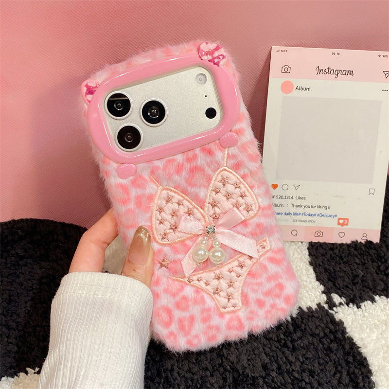 高級感のあるレオパード柄ビキニプリントのぬいぐるみ風スマホケ - Phone Cases For Iphone 16 のレビューと価格