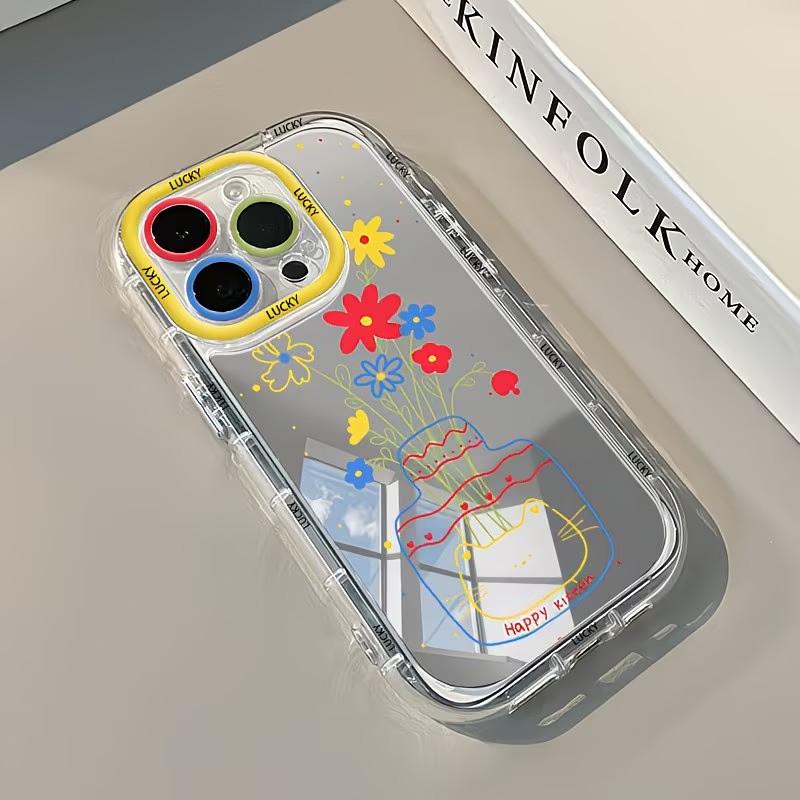 夏のデイジー柄猫花瓶デザインミラー付きスマホケース iPho - Phone Cases Xr Iphone のレビューと価格