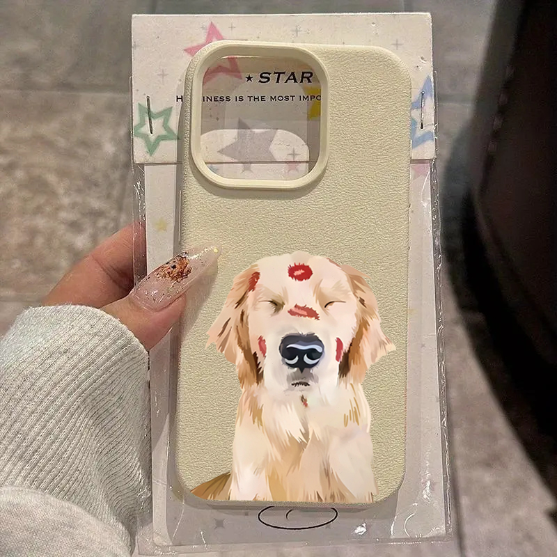 かわいいゴールデンレトリバーの赤い唇プリントのスマホケース、 - Phone Cases Galaxy A16 5G のレビューと価格