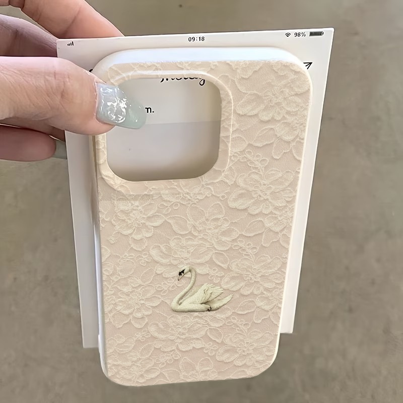 レーススワン柄ライチテクスチャスマホケース iPhone 1 - Phone Cases Iphone 13 のレビューと価格