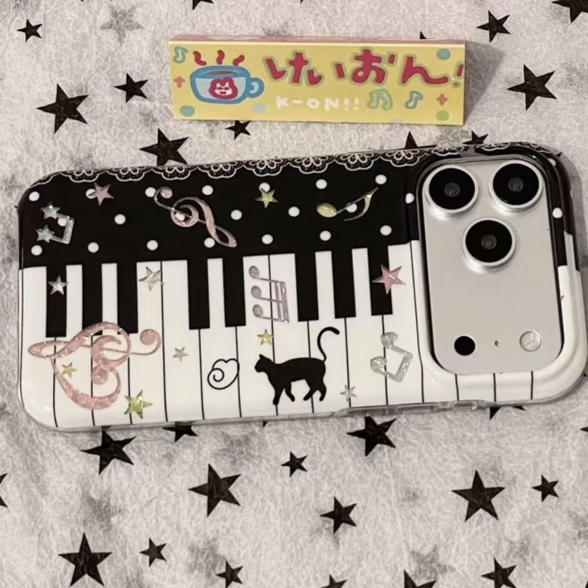 黒白のピアノ音符と猫の可愛いスマホケース iPhone 18 - Phone Cases Xr Iphone のレビューと価格