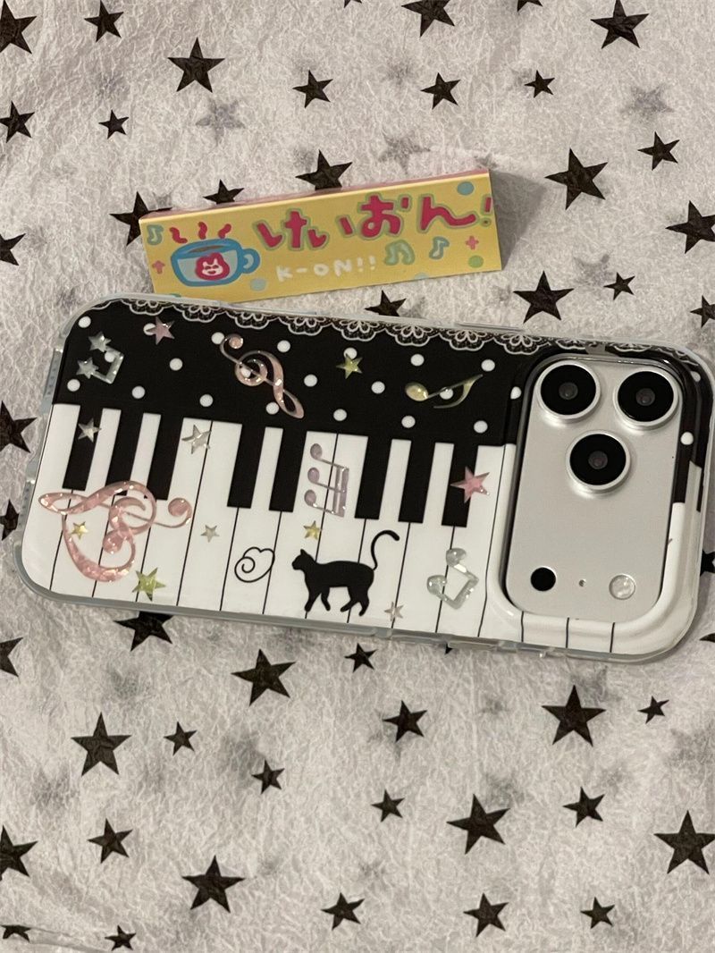 黒白のピアノ音符と猫の可愛いスマホケース iPhone 18 - Phone Cases Xr Iphone のレビューと価格